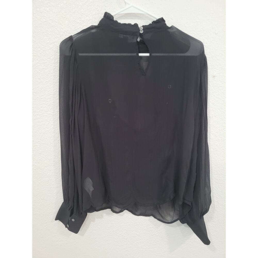 3 for $20! Women’s medium blouse black J. Crew Factory Sheer Blouse OFFERS OPEN - Picture 2 of 5
